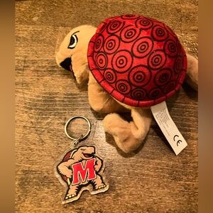 University of Maryland Terps turtles mascot plush keychain doll red black SALE